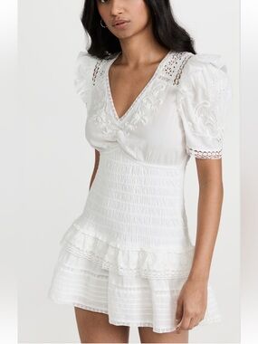 LoveShackFancy Rena Mini Dress in White